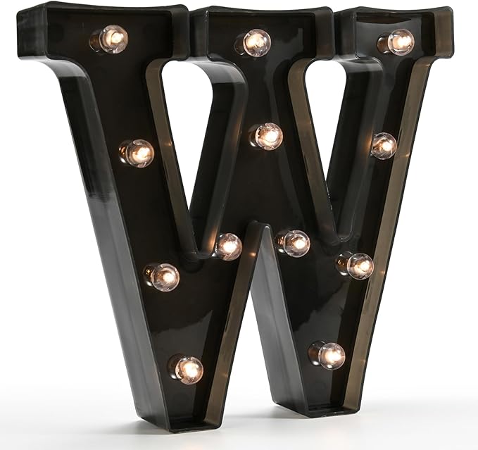 OYCBUZO Light Up Black Alphabet Marquee Letters Sign LED Marquee Number Lights Sign for Night Light Home Bar Christmas Lamp Birthday Party Wedding Decoration W