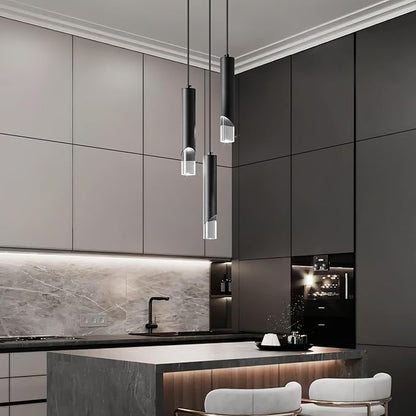 Modern Pendant Light Kitchen Light Fixture Dimmable LED Black Mini Pendant Lights Dinning Room Black Pendant Lighting for Kitchen Island Bedroom (3-Light)