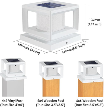 Mlambert 10 Pack Solar Post Lights Outdoor, Waterproof Fence Cap for Deck, 4x4 6x6 Wooden Vinyl Outdoor Lights with Shinning Effect, White