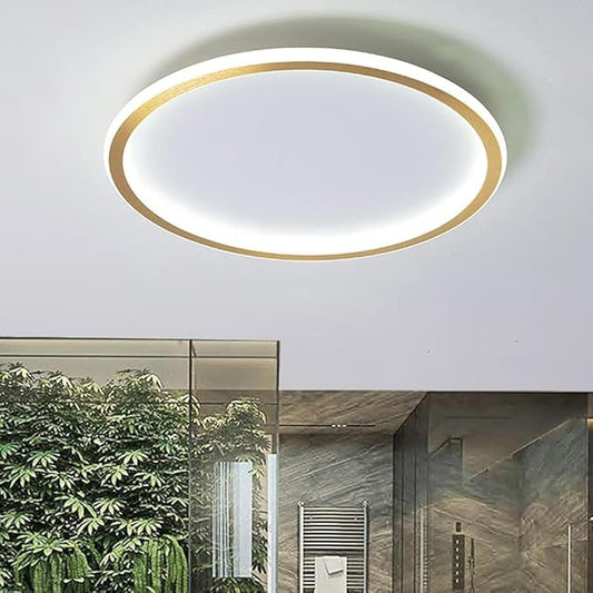 Dimmable LED Ceiling Light Fixture Flush Mount,12" Modern Round Recessed Ceiling Lamp with APP Adjustment,Gold Ceiling Lamp 3000K-6000K 33W Close to The Ceiling Lighting for Bedroom Living Room
