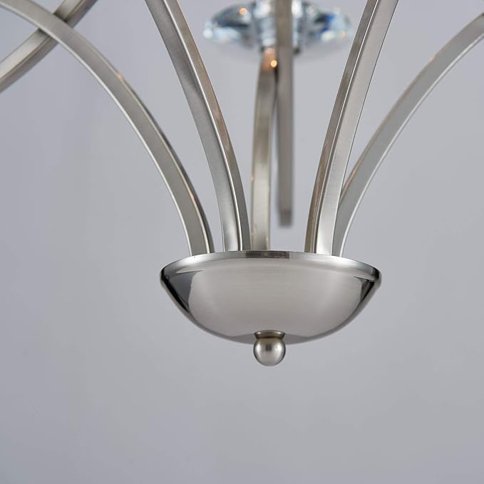 Saint Mossi 5-Lights Nickel Plated Modern Chandelier Light Fixture,Modern Pendant Light Fixture Contemporary Chandelier for Bedroom,Living Room,Dining Room,H17 xD27,Chain Adjustable