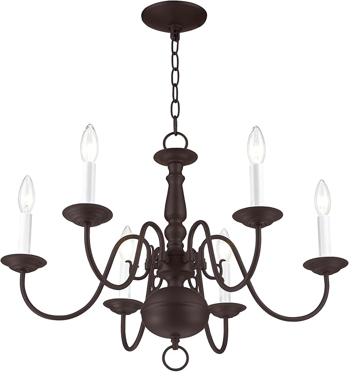 Livex Lighting 5006-07 Williamsburgh 6-Light Chandelier, Bronze,18Hx24W