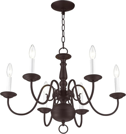 Livex Lighting 5006-07 Williamsburgh 6-Light Chandelier, Bronze,18Hx24W