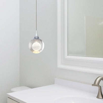 JoollySun Pendant Light Modern Crystal: Mini Chrome Light Fixtures Ceiling Hanging for Kitchen Island Bathroom