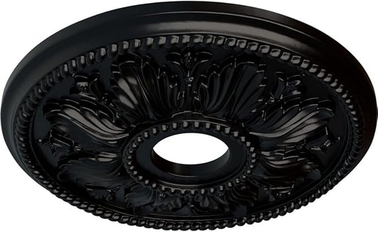 Ekena Millwork CM18ED1BLF Edinburgh Ceiling Medallion, Jet Black