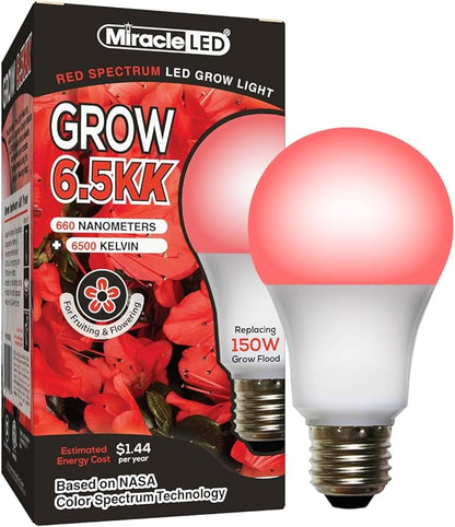 Miracle LED 6.5KK Professional Indoor Grow Light Bulb – 6500K Red Spectrum Replace 150W Grow Bulbs for Vegetables, Herbs, Hydroponics. (1-Pack)