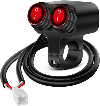 Nilight Motorcycle 7/8" (22mm) Handlebar Switch Plug and Play 12V Waterproof On Off Push Button Dual Control for ATV UTV Driving Light Bar