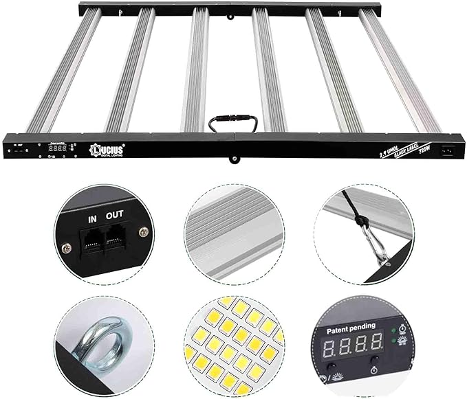 Lucius 720W LED Grow Light with Master Control Timer Sunrise Sunset, 2.9 μmol/J Full Spectrum Grow Lights for Indoor Plants with LED Display, LM281B Diodes Plant Growing Lamps for Seed Starting