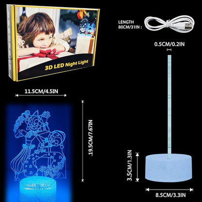 3D Illusion Night Light LED Lamp with Remote Control 16 Color Changing Visual Bedroom Decoration (Smiles 1)