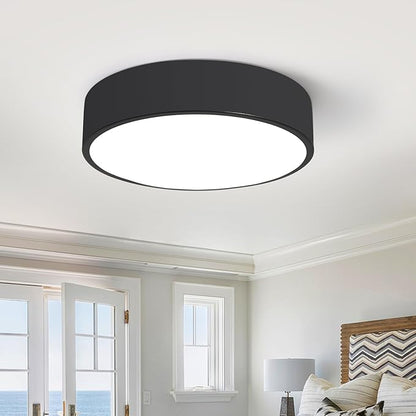 Black LED Flush Mount Ceiling Light,Modern Round Lighting Fixture, Dimmable Ceiling Lamp for Hallway,Kitchen,Entryway,11.8 Inch