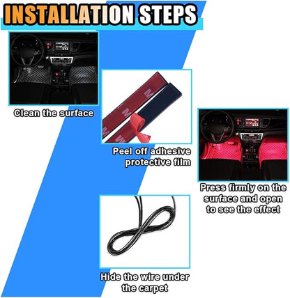 Universal Car LED Strip Light, Cigarette Lighter Auto Interior Decorative Lamp, 12V Under Dash Ambient Night Light, 24 LEDs RGB Neon Interior Atmosphere Lights for Car SUV (Red, Cigar Lighter)