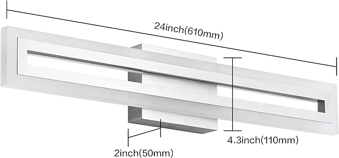 SOLFART 24 Inch LED Bathroom Light Fixtures Brushed Nickel Vanity Lights Bathroom Lighting Fixtures Over Mirror 6000K
