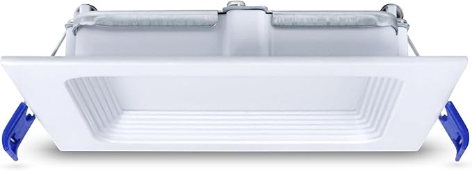 Leviton 4 in. Square Baffle Slim Downlight, 820 Lumens, 5 CCT Color Selectable 2700K-5000K, Dimmable, DBS40-S1W, White