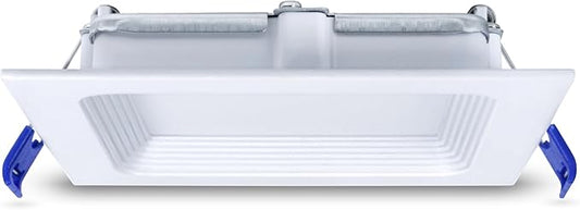 Leviton 4 in. Square Baffle Slim Downlight, 820 Lumens, 5 CCT Color Selectable 2700K-5000K, Dimmable, DBS40-S1W, White
