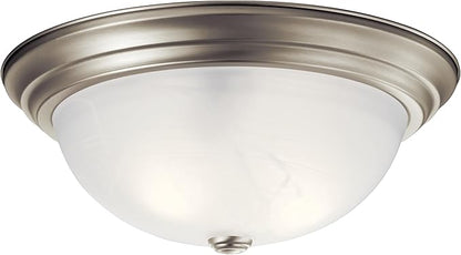 Kichler 15.25" Flush Mount Ceiling Light Fixture, 3-Light Brushed Nickel with Clear Satin Etched Glass for Kitchen, Bedroom, Dining Room, Hallway (15.25" x 6"), 8110NI