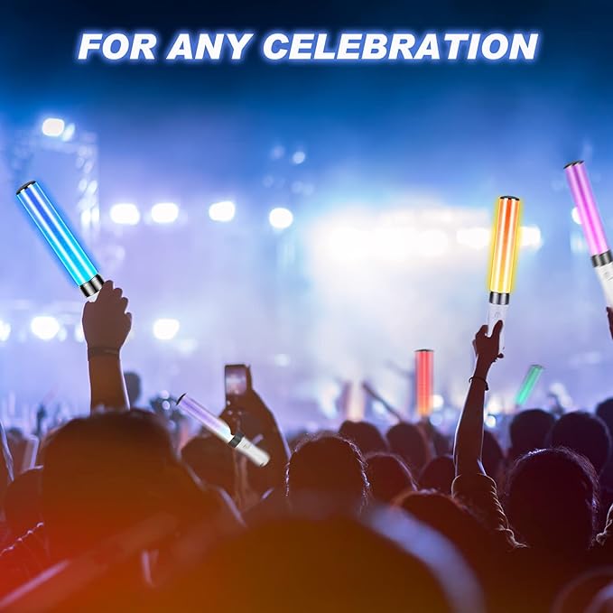 Lewtemi 4 Pcs K-pop Lightstick LED Glow Sticks 15 Color Reusable J-pop Concert Stick, Manual and Automatic Mode, Idol Flashing Glow Sticks for Raves Emergency Camping Party Supplies