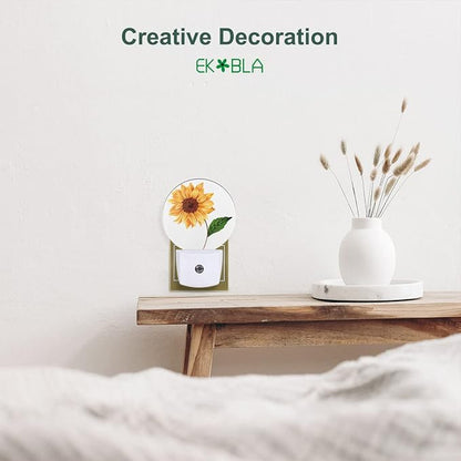 EKOBLA Sunflower Plug-in Night Light, Happy Spring Floral LED Nightlight with Sensor for Kids & Grandparents
