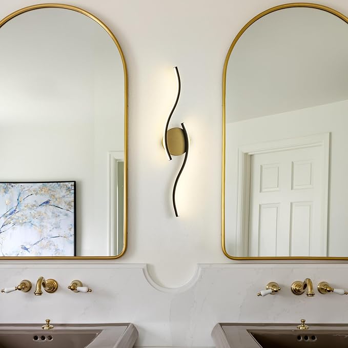 XZHGCEE Modern Vanity Lights Bathroom Light Fixtures : Black and Gold Vanity Light LED Wall Sconce - Indoor Wall Lights for Living Room, Bedroom, Hallway