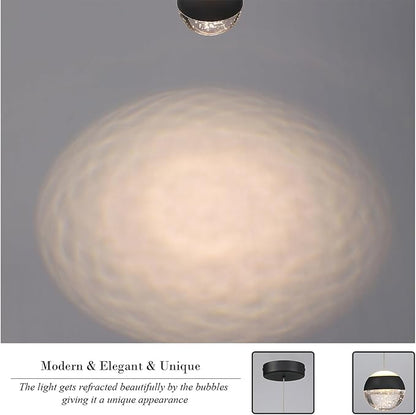 JoollySun Crystal Pendant Light Fixture: Modern Black Mini Hanging Lights for Kitchen Island Bathroom