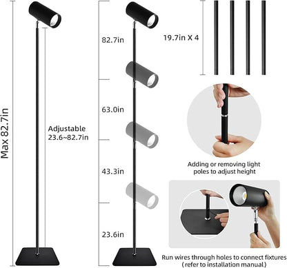 30W Full Spectrum Grow Light, 5000LM High-CRI COB LED Floor Lamp with 6/8/12H Timer, Adjustable Height (28"-83") & Angle, Grow Lights for Indoor Plants, Succulents & Flowers (warm white 4000K)