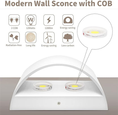Lightess Modern LED Wall Sconce Light Dimmable 12W Up Down Wall Light for Bedroom Living Room, Warm White, Aluminum