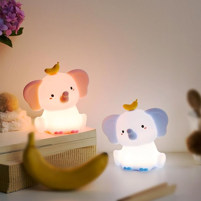 QANYI Elephant Night Light for Kids, Pink Elephant Lamp with Dimming Nursery Night Lamp Rechargeable Animal Light for Breastfeeding Timer & Touch,Valentines Gifts for Baby Girls Childrens Women
