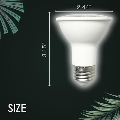 Full Spectrum 7W PAR20 E26 Base Grow Light Bulbs, Indoor Plants Seeds Greens Vegs Microgreens High PPFD, Efficient Light Cast, Energy Saving, LED 150 Watt Equiv for Plants All Stage Grow 4Pack