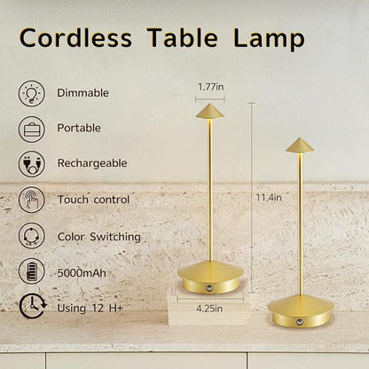 2 Pack Aluminum Cordless Table Lamp, 6000mAh Rechargeable Table Lamps, Portable Touch LED Lamp, Outdoor Waterproof Dimmable Cordless Rechargeable Table Lamps for Restaurant/Patio- Black (Jinse)