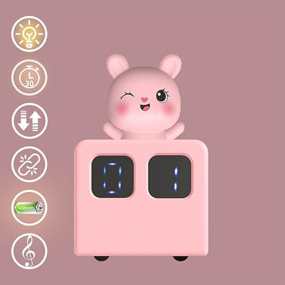 Colorful Life Interactive Train Night Light – Sensor Engine with Musical Animal Cars, Magnetic Connection, Rechargeable, Warm & White LED, Cute Bunny Design (Pink Rabbit, Eight Tone Model)
