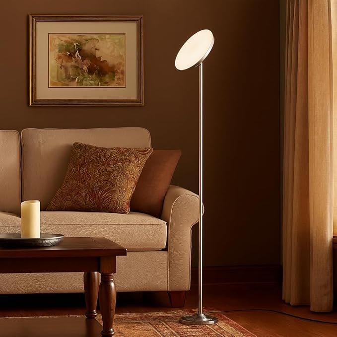 hanaking Floor Lamp, 30W/2600LM Bright Floor Lamp with Remote Control, Stepless Adjust Color Temperatures & Brightness, Torchiere Standing Lamp for Living Room Bedroom Office (Brushed Nickel)
