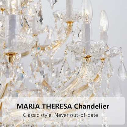 Large Gold Chandelier Light Fixtures - 24 Lights, 3 Layers Modern Crystal Chandeliers for Lobby, Foyer, Entrance Hall, Staircase