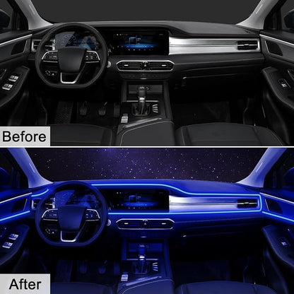 EL Wire Interior Car LED Strip Lights, 16.5FT USB Neon Glowing Strobing El Wire Strip with 6mm Sewing Edge, Ambient Lighting Kits for Car Inside Decorations (Blue)