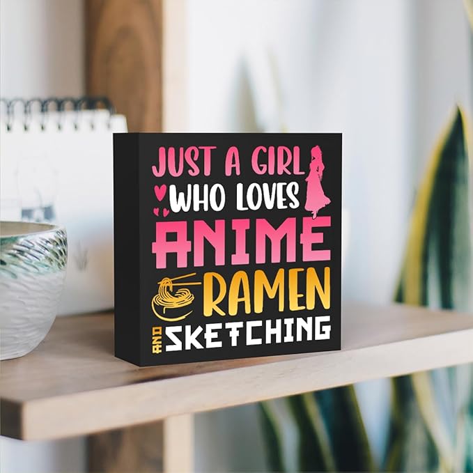 Anime Decor, Just a Girl Who Loves Anime Anime Room Decor Wood Sign, Girls Anime Gifts Rustic Anime Lovers Wooden Sign for Home Living Room Girl Bedroom Decoration Gifts