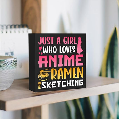 Anime Decor, Just a Girl Who Loves Anime Anime Room Decor Wood Sign, Girls Anime Gifts Rustic Anime Lovers Wooden Sign for Home Living Room Girl Bedroom Decoration Gifts