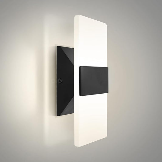 ASD 8 Inch Indoor LED Wall Sconce - 10W 2700K-5000K Dimmable Black Wall Sconce Lights for Living Room, Bedroom, Bathroom, Hallway - Modern Wall Sconces Hardwired, ETL Interior Light