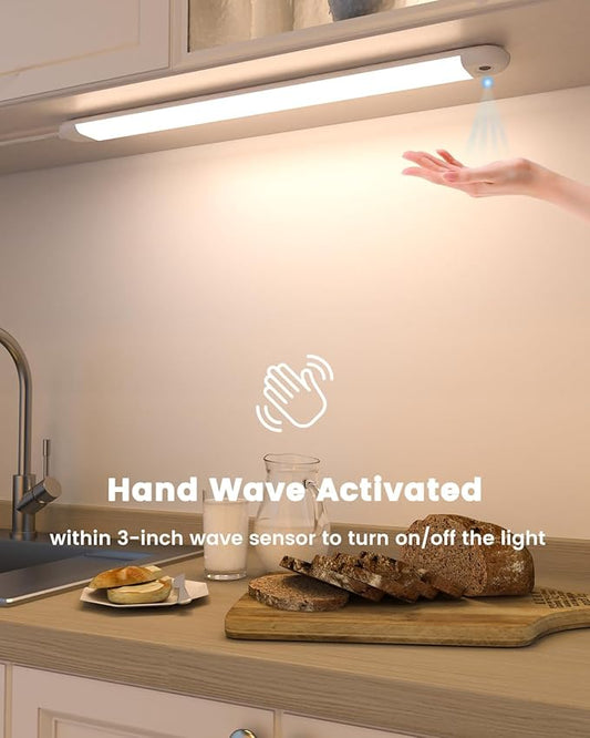 MYPLUS 36" Under Cabinet Lighting, Hand Wave Sensor Under Counter Lights for Kitchen, 600LM Bright LED, 5 Color Temps, Dimmable Under Cabinet Lights Plug in for Desk,Sink,Workbench
