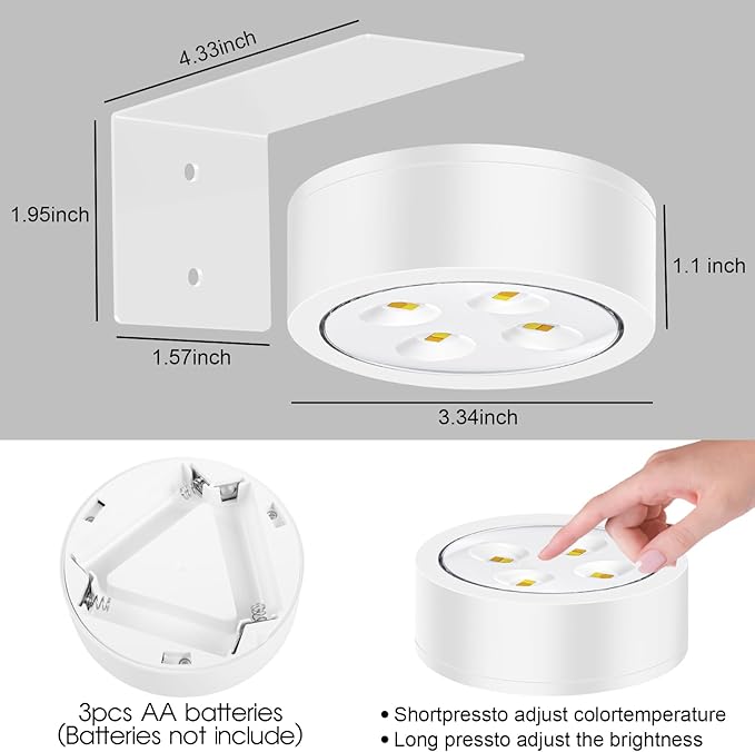Picture Lights for Wall, 3 Lighting Modes Magnetic Art Display Light,Battery Operated Led Painting Light with Remote Control Dimmable & Timer,3Pack White