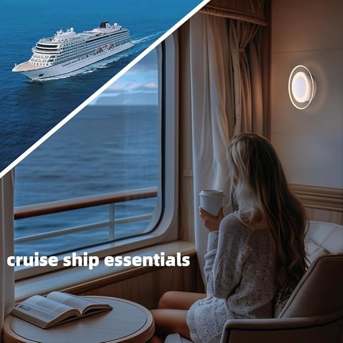 Magnetic Motion Sensor Night Light with Stick-On Base, Cruise Rechargeable Battery Powered Cordless Glow Light, Ideal for Bedroom, Bathroom, Stairway- Moonlit