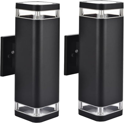 Smart WiFi Outdoor Wall Sconce Lights 2 Pack,Porch Lights RGB Color Changing App Control, Dimmable White Range of 2700K-6500K Up Down Exterior Wall Lights for House,Works with Alexa Google Assistant