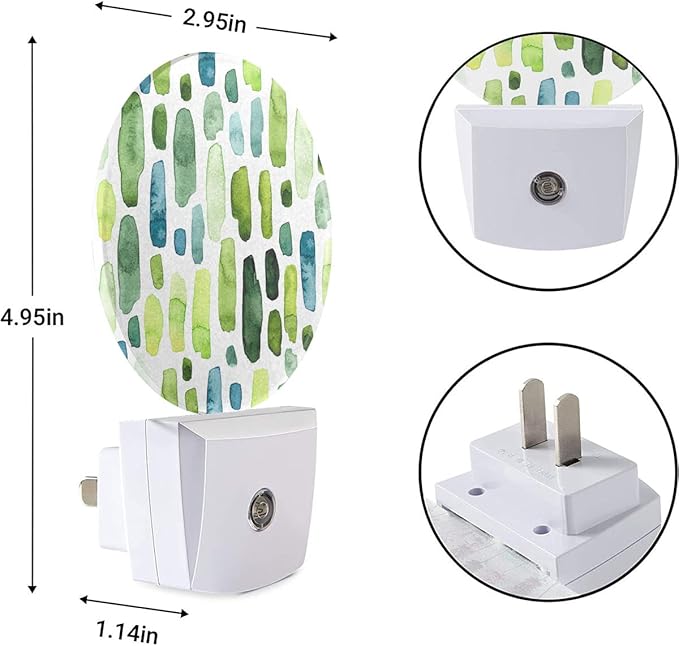 EKOBLA Tropical Cactus Plug-in Night Light, Green Cacti Plant LED Nightlight with Dusk to Dawn Auto Sensor for Bathroom, Hallway & Kitchen