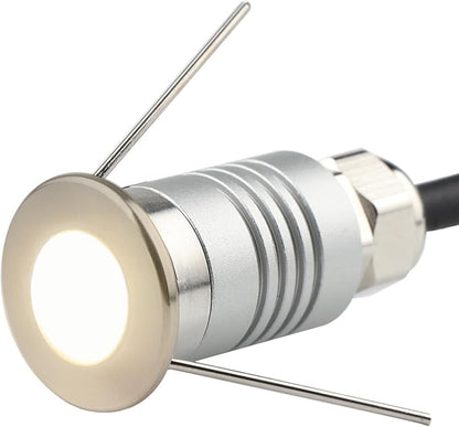 LED Mini In-Ground Starlight, 1W 24V DC Low Voltage Recessed Well Light, IP67 Waterproof, Buried Underground Marker Outdoor Landscape Lighting,Warm White 3000K (24V DC, 1 Pack)