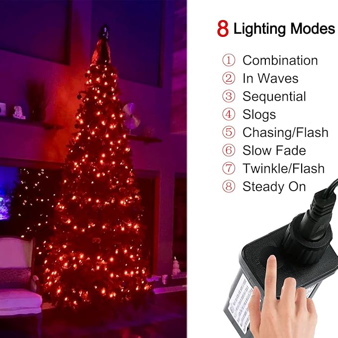 Orange Lights Halloween - 320 LEDs 35m/115ft 8 Modes Memory Function End-to-End Plug in Outdoor/Indoor Waterproof Fairy Twinkle Tree Fall String Lights for Autumn/Thanksgiving/All Saints' Day/Yard