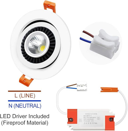 3.5 Inch Eyeball Gimbal LED Recessed Lighting Dimmable Downlight, 7W (70W Halogen Equivalent) Adjustable Spotlight, 4000K Natural White, CRI80, Ceiling Light with LED Driver (4 Pack)