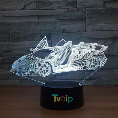 7 Color Changing Night Lamp 3D Atmosphere Bulbing Light 3D Visual Illusion LED Lamp for Kids Toy Christmas Birthday Gifts (Racing Car)