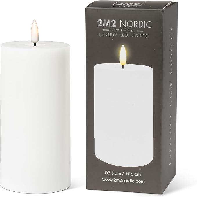Abbott Collection Wax LED Flameless Pillar Candle - White (3x6 H)