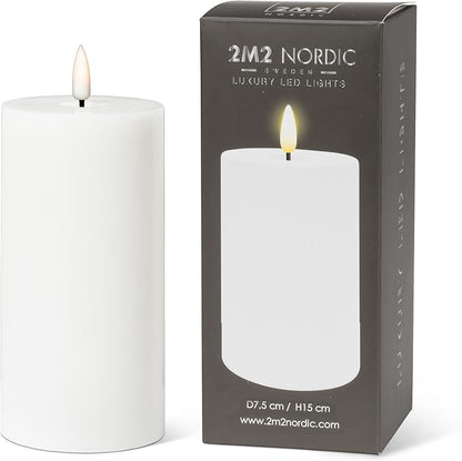 Abbott Collection Wax LED Flameless Pillar Candle - White (3x6 H)