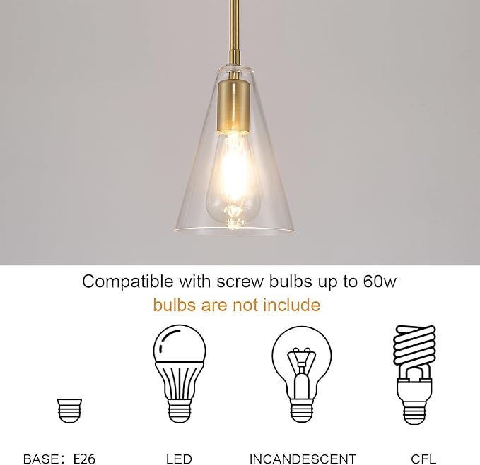 Dijiahua Gold Pendant Lights Kitchen Island 3 Pack, Modern Hanging Island Pendant Lights Over Sink with Clear Glass Shade,Small Chandeliers Adjustable Metal Tube Hanging Lighting for Table Bedroom
