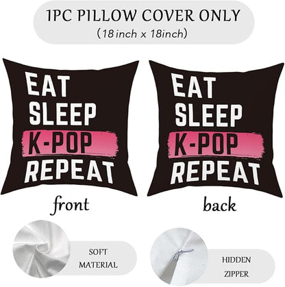 K-pop Decor, Just a Girl Who Loves K-pop Room Decor, Girls K-pop Gifts Rustic Anime Lovers Throw Pillow Covers for Home Living Room Bedroom Decoration Gifts