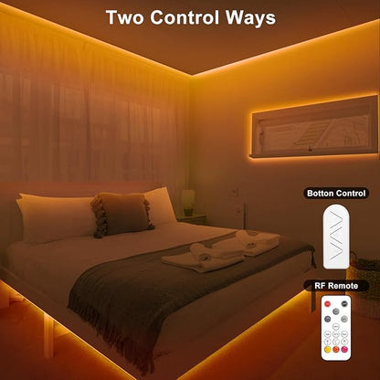 Tatazone 16.4ft 1800K COB Led Strip Lights with RF Remote, Dimmable Bright Adhesive Indoor Amber Led COB Light Strip for Cabinet, Painting, Room, Bed