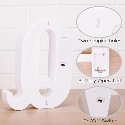 Small Led Marquee Letters, Light Up Letters, 8.58 Inch Led Letter Lights, Battery Powered Lighted Sign for Table, Party, Birthday, Christmas Decor (Letter Q)